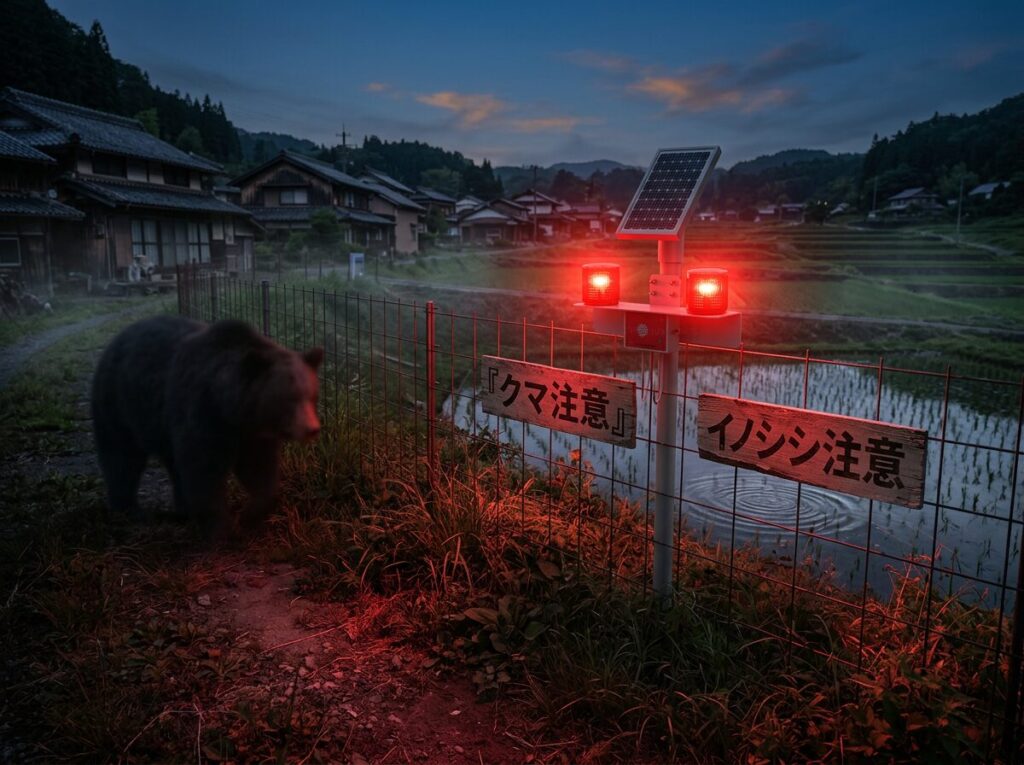 電源不要のソーラー警告灯・音声警報器｜防犯・獣害・工場安全対策に